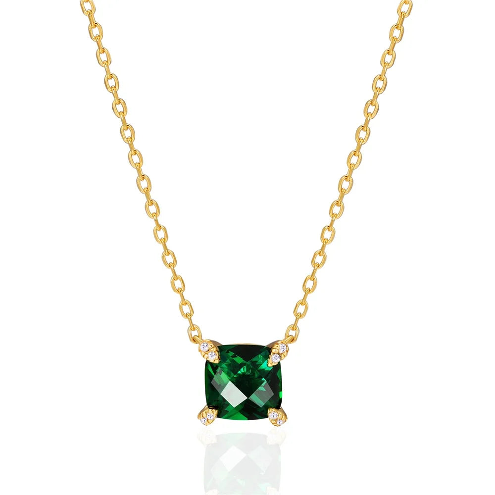 ArtistA KRKC 5A Zircon 18K Real Gold 925 Sterling Silver Diamond Pendant Birthstone Necklaces for Women