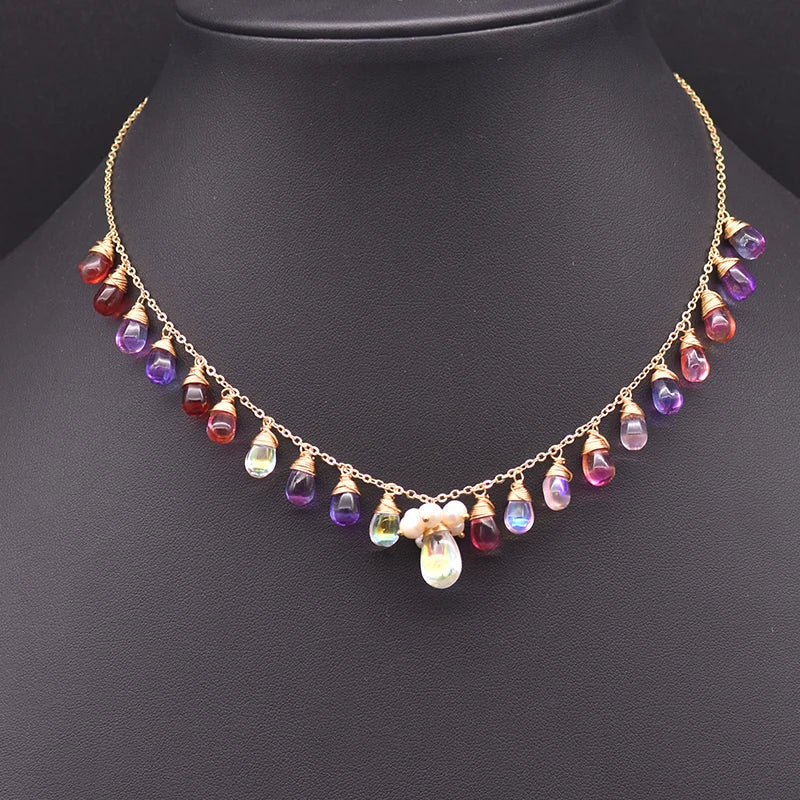 Natural Freshwater Pearl Choker Necklace Gold Plated Tassel Necklace for Women Bridal Wedding Luxury Fashion Fine Jewelry