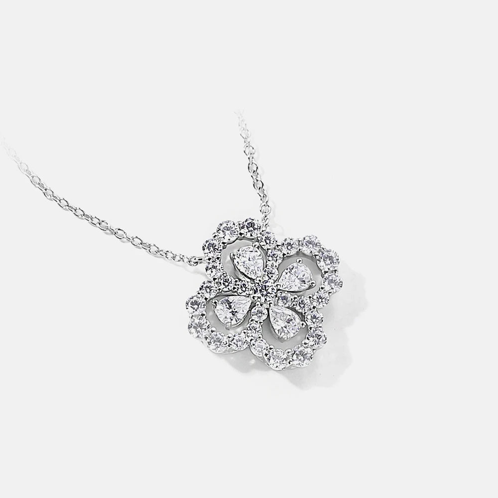 MUSHAN Jewelry Factory S925 Sterling Silver Four Leaf Clover Necklace for Women High Carbon Diamond Electroplated Gold Jewelry