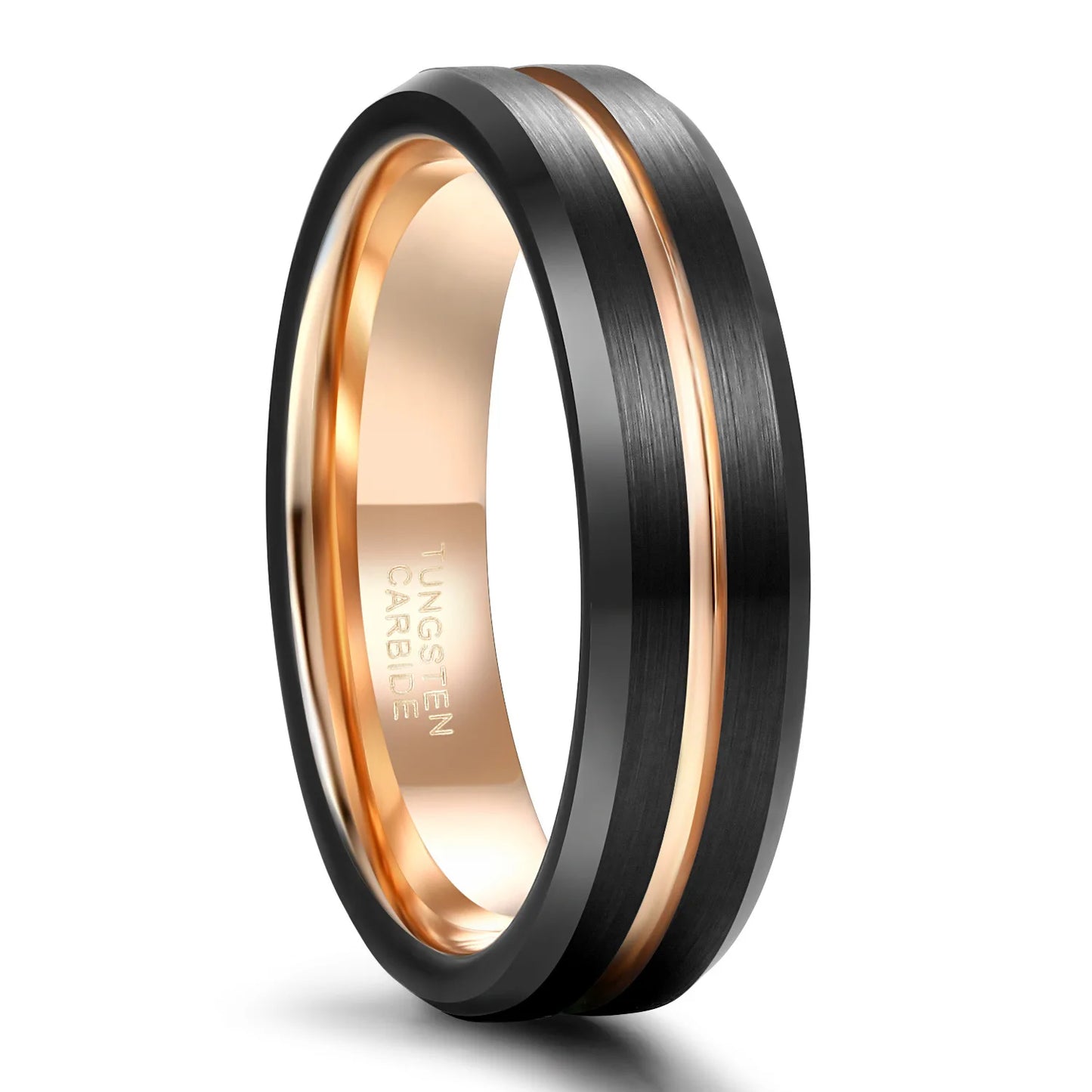 Black Tungsten Carbide Ring Thin Blue Line Inlay Fashion Jewelry Wedding Ring for Men and Women