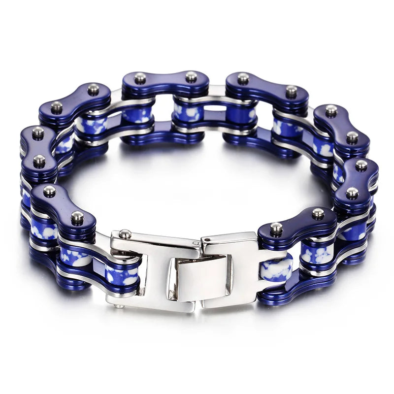 REBEL Motorcycle Biker Chain Men Stainless Steel Link Charm Bracelet