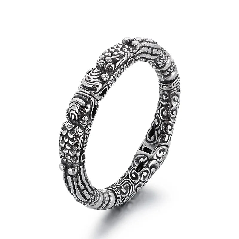 KALEN Unisex Punk Stainless Steel Fashion Bracelets Bangles Open Cuff Abstract Dragon Charm Bracelet