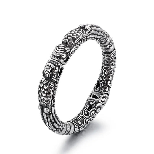 KALEN Unisex Punk Stainless Steel Fashion Bracelets Bangles Open Cuff Abstract Dragon Charm Bracelet