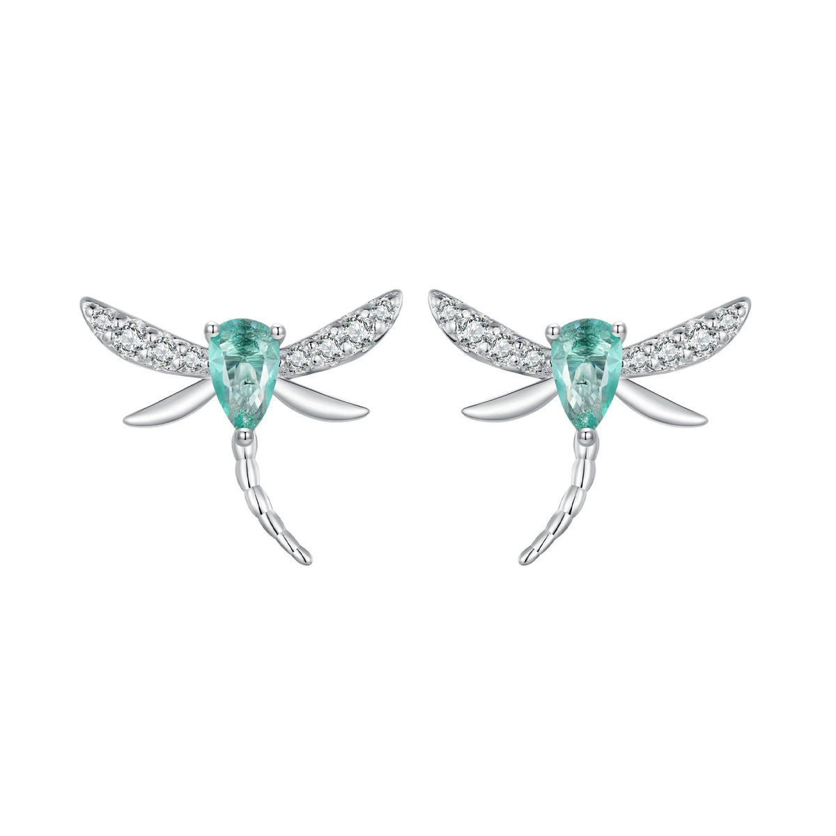 S&S 925 Silver Wings of Nature Earring & Ring Set – Hummingbird, Butterfly & Dragonfly – Platinum Plated – Collection