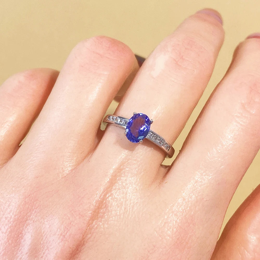 Gioiellieri Fashion Jewelry Rings Natural Tanzanite Classic Party Style for Women Low Price 925 Silver Gold Plated