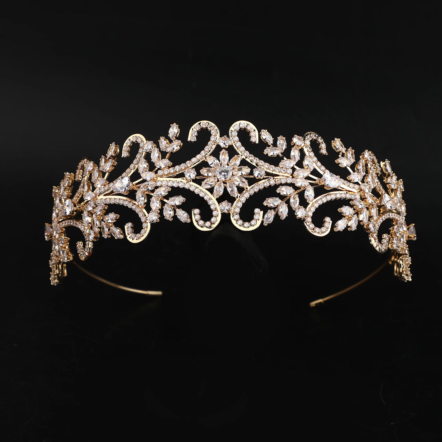 Luxury Gold Plated Princess Bridal Headband Zircon Hair Jewelry for Women Wedding Hair Accessories Tiara