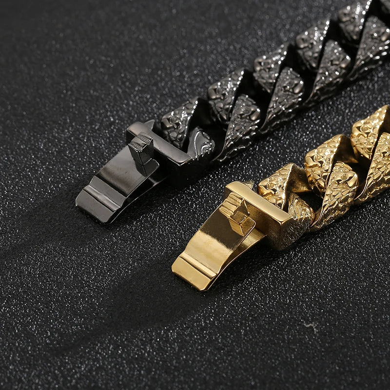 KALEN 18 Karat Vergoldet Kubanische Chain Panzerkette Edelstahl Herren Armband Edelstahl