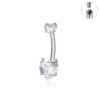 G23 ASTM F136 Titanium Navel Piercing 14G Belly Button Ring Double Heart Zircon Inlay Women Fashion Body Jewelry