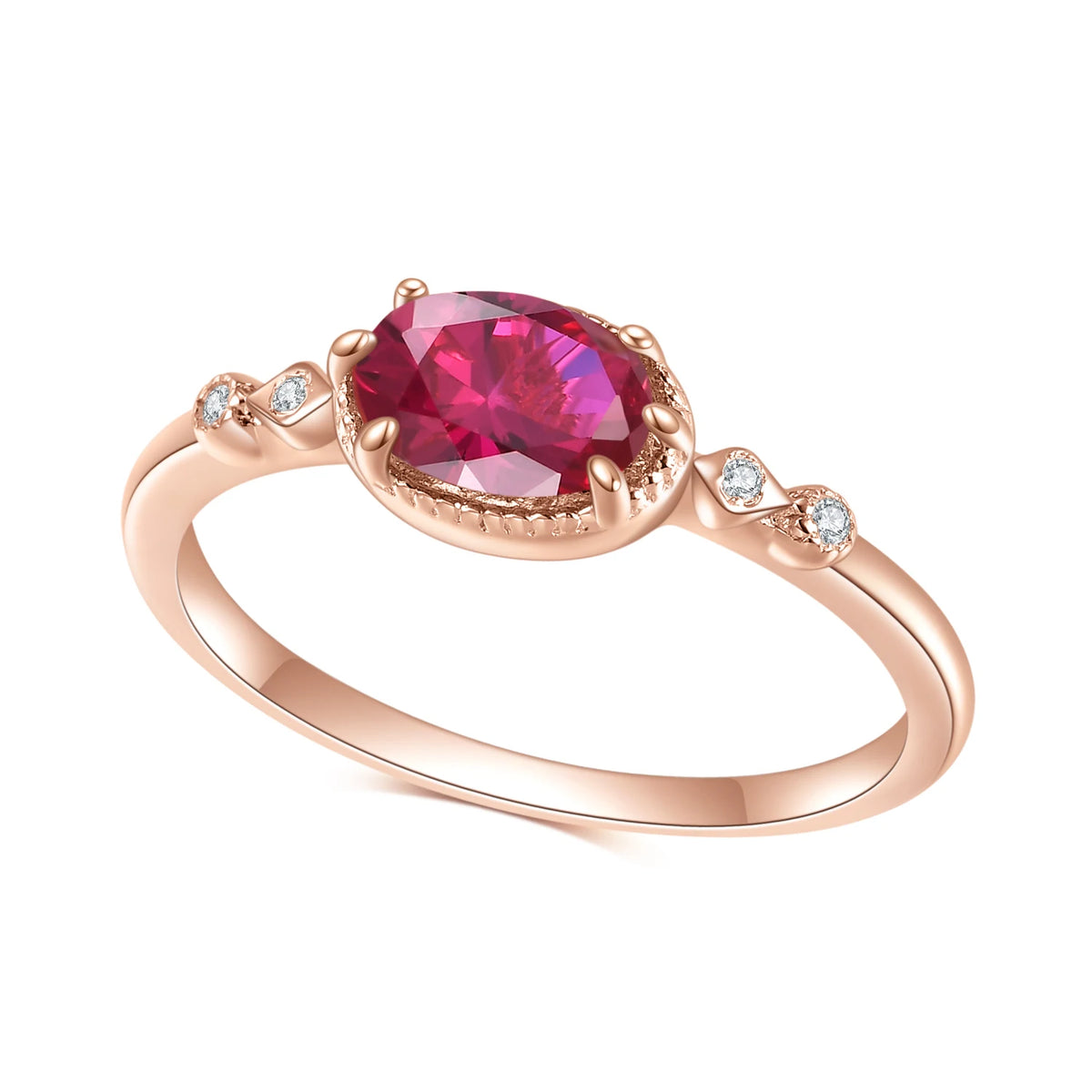 ArtistA OL0899 Abiding Jewelry Custom Oval Cut 5x7mm Colored Synthetic Lab Created Gemostone Zirconia 925 Sterling Sliver Stacking Ring