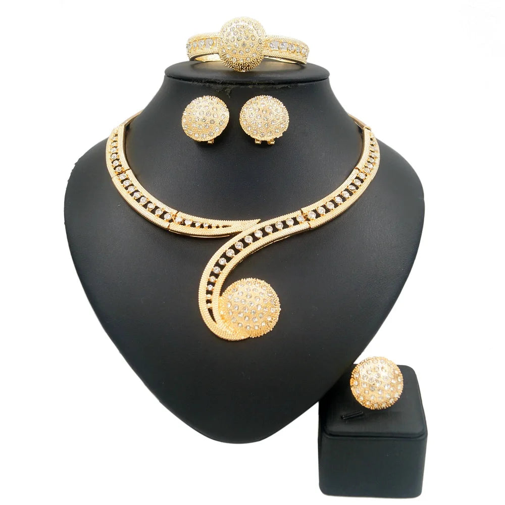 Zhuerrui Italian Gold Plated Jewelry Sets High Quality Brazilian Gold Jewelry Set Necklace Bracelet Chain Jewelry Set HC10022