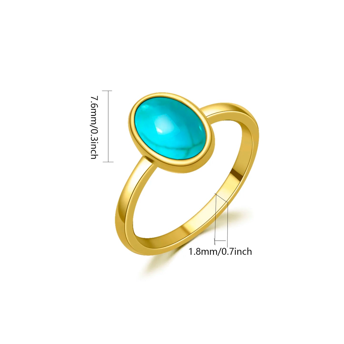 Flower-Shaped Turquoise Oval Ring | Iridescent Gem Inlay Band | Modern Silver/Gold Plated Women's Trendy Fashion Jewelry