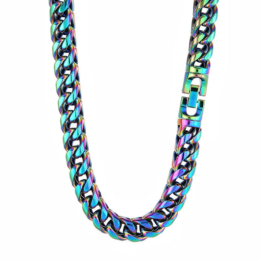 REBEL 650mm Fashion Gold/Silver/Black/Blue/Rainbow Stainless Steel Herringbone Chain Link Necklace