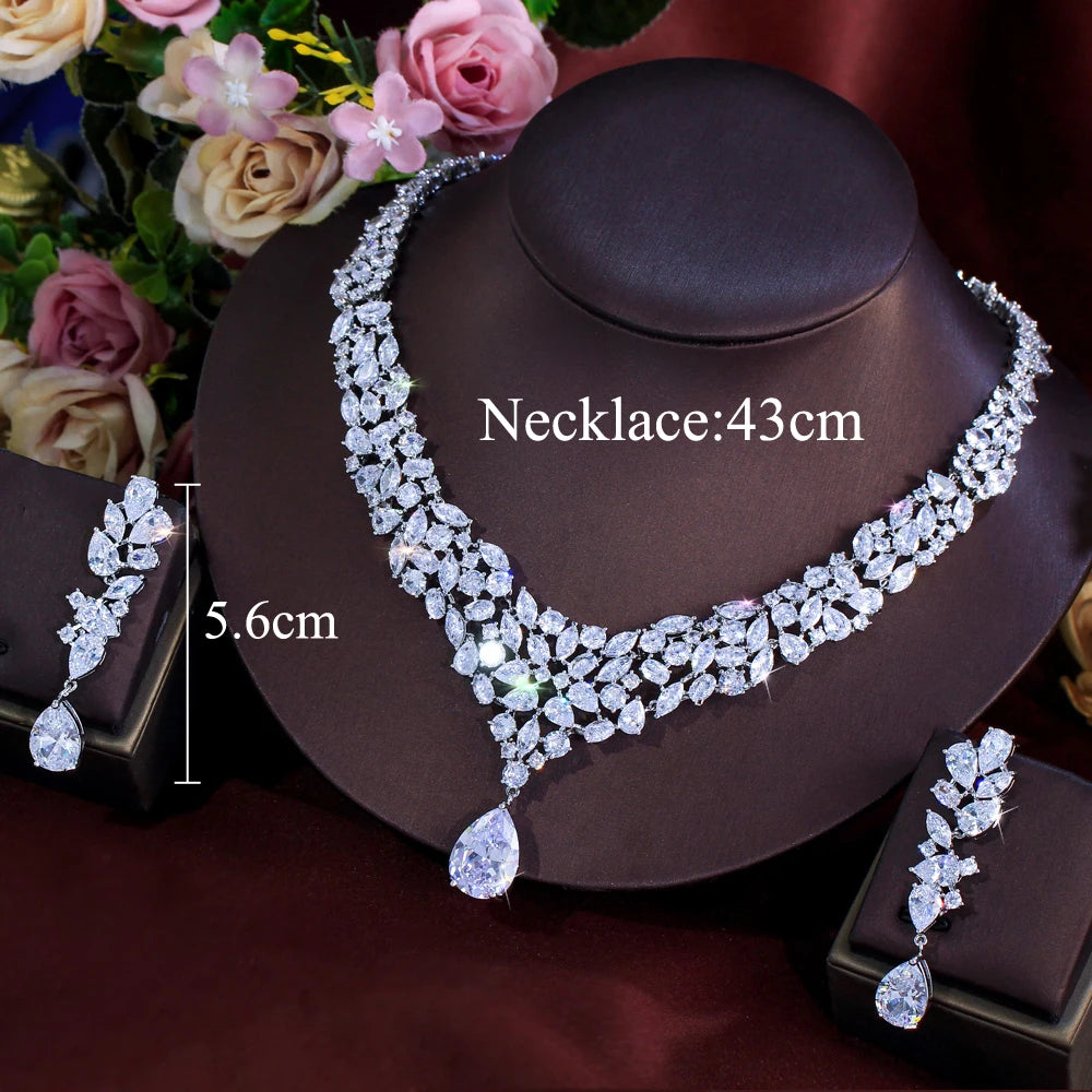 Shiny Zirconia Gorgeous Arabic African Bridal Big Jewelry Set for Women Wedding Engagement Dress Super Luxurious Accessories