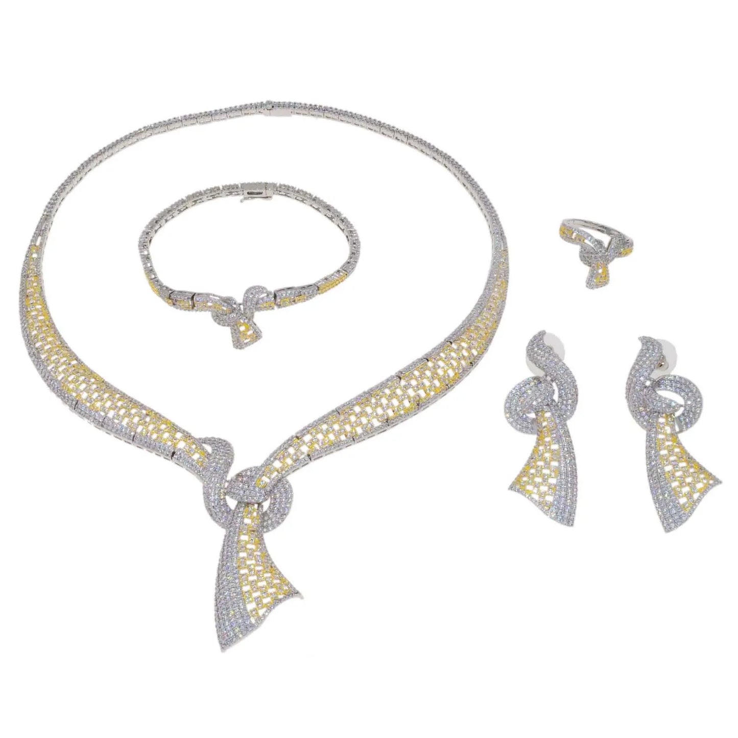 Zhuerrui American 18K Gold Brass Jewelry Set Simple Silver Necklace Jewelry Sets Fashionable Costume Accessories HZ23200138