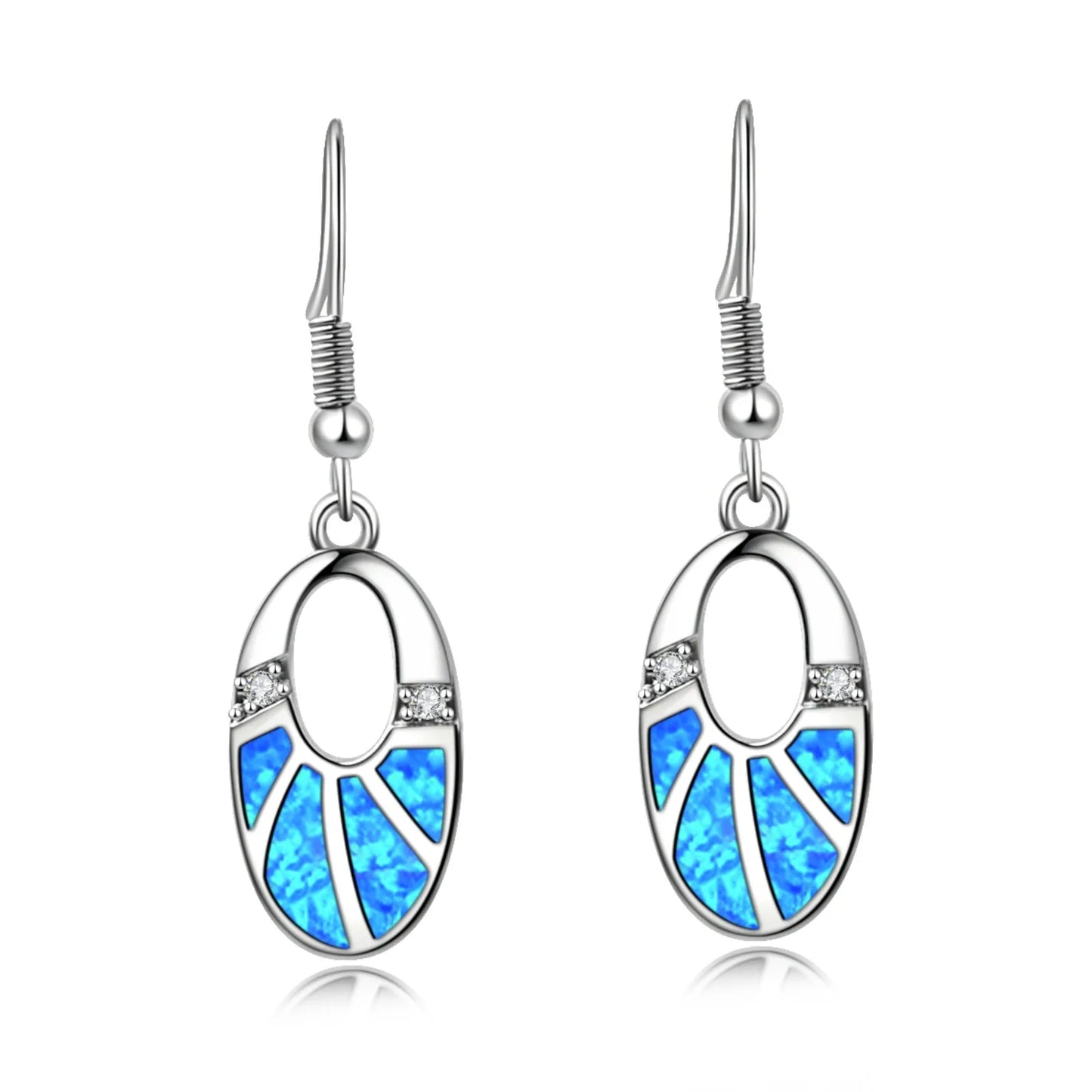 Aobao Vintage Stud Oval Opal Earrings Women's Anniversary Jewelry Wholesale by