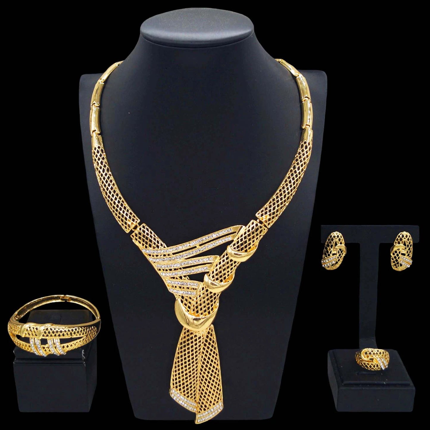Zhuerrui Personality Unique Jewelry Four Sets of 24K Gold Plated Diamond Gorgeous Fashion Elegant Factory Direct SalesHY14041511
