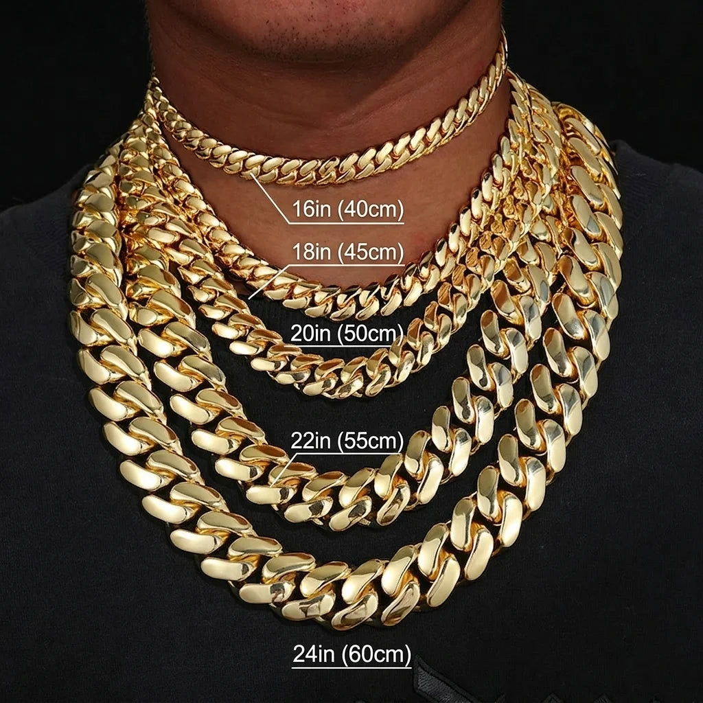 Luxury Miami Cuban Link Chain Bracelet Necklace Brass 14k 18k Gold Plated Zircon Clasp Iced Out 3D Logo Laser Engraving Jewelry