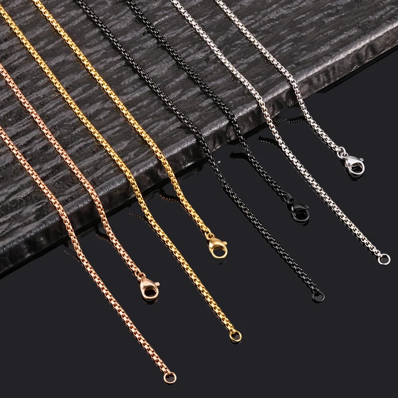 REBEL 18K Gold Plated Stainless Steel Link Chain Necklace for Men Women Black Rose Gold Color Waterproof Jewelry Simple Necklace