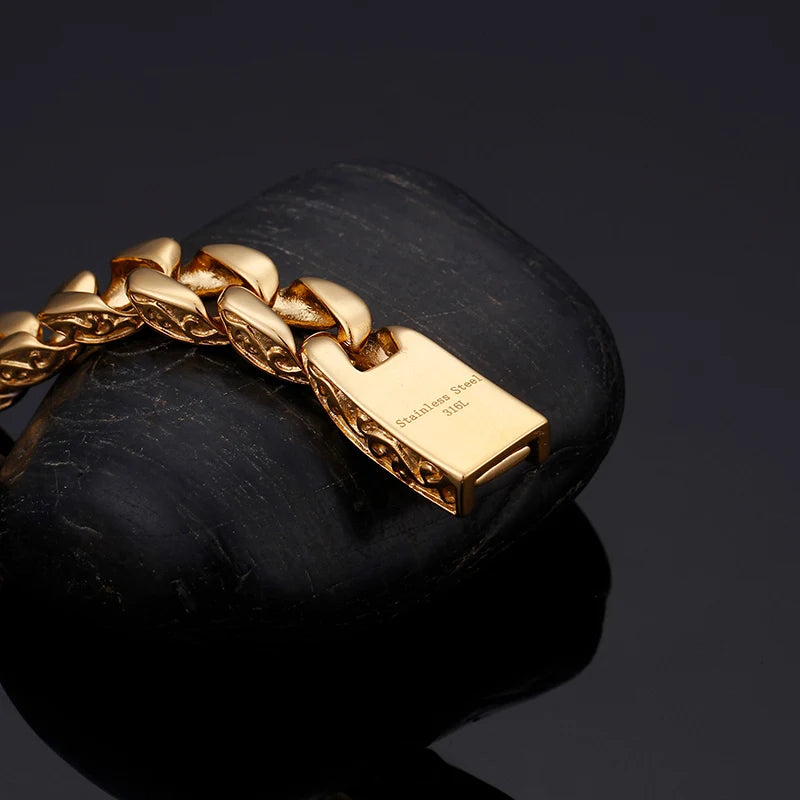 KALEN Fashion Gold Stainless Steel Charm Bracelet Men