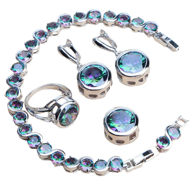 FASHIONISTA Price Elegant Blue Zircon Heart Brass Copper Rose Gold Plated Bridal Wedding Jewelry Set Jewelry Factory
