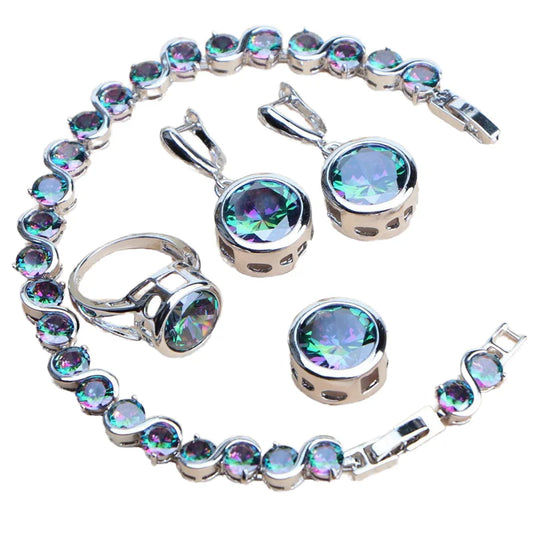 FASHIONISTA Price Elegant Blue Zircon Heart Brass Copper Rose Gold Plated Bridal Wedding Jewelry Set Jewelry Factory
