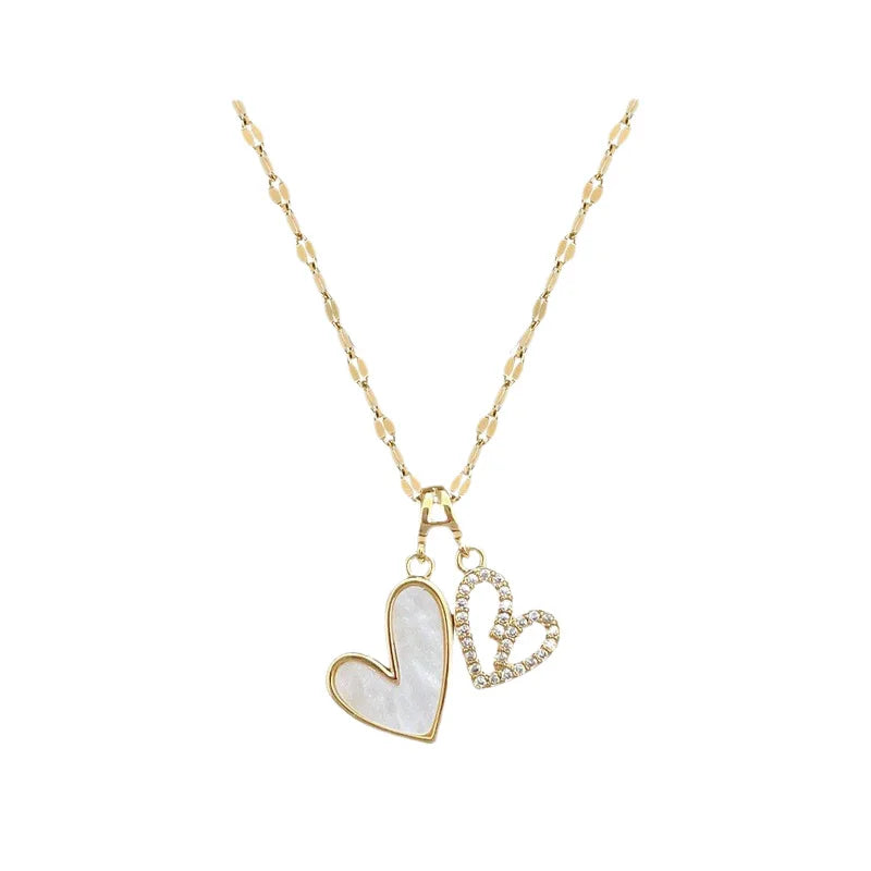 Women's Trendy Minimalist Electroplated Iron Stainless Steel Heart Shape Bamboo Chain Necklace