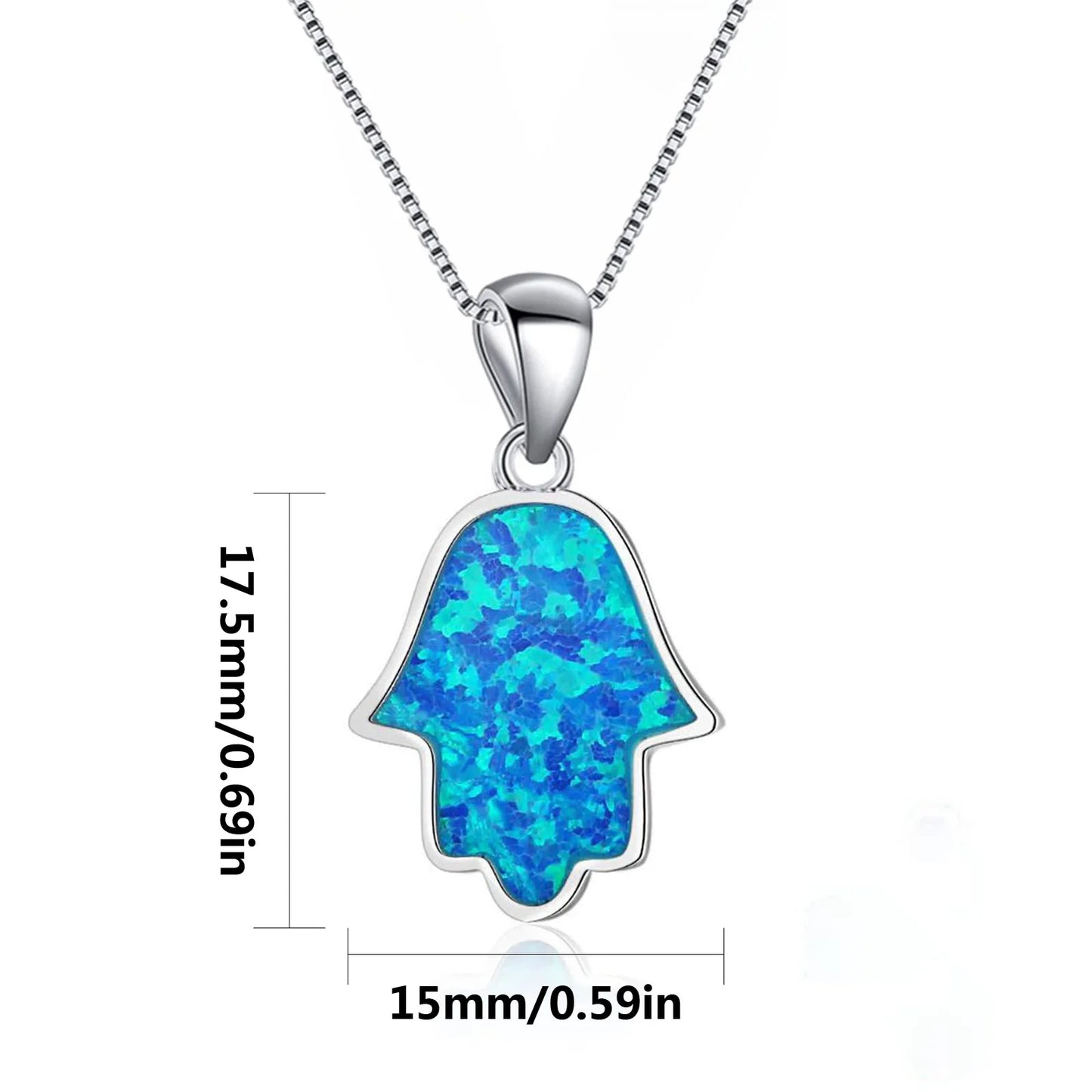 Bestselling TikTok INS Style Blue Opal Palm Necklace Wholesale Sparkle Opal Jewelry
