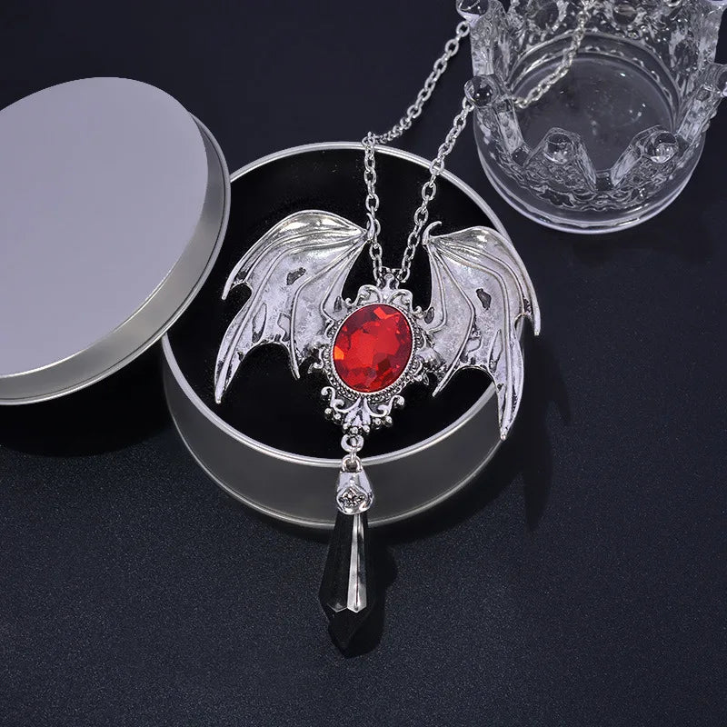 S&S Gothic Bat Wing Gem Pendant Necklace – Collection