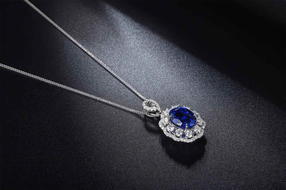 Gemfiori Oval 9*7mm 2.5ct Royal blue Sapphire 18k gold pendant Necklace from Shenzhen custom jewelry manufacturer Wuzhou Gemfiori