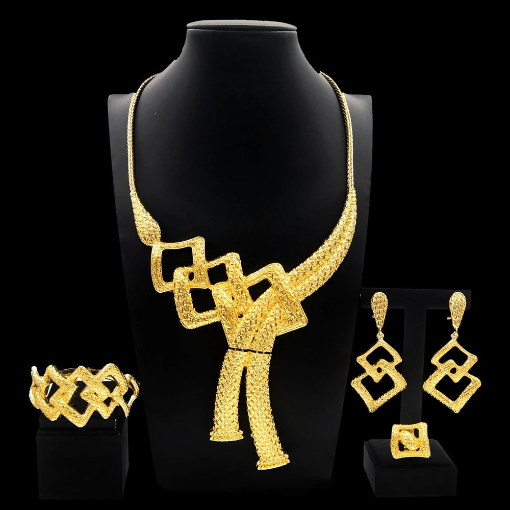Zhuerrui High Quality African Jewelry Sets Italian Gold Plated Jewelry Set Fashion Lady Dubai Style Jewellery Sets H00436