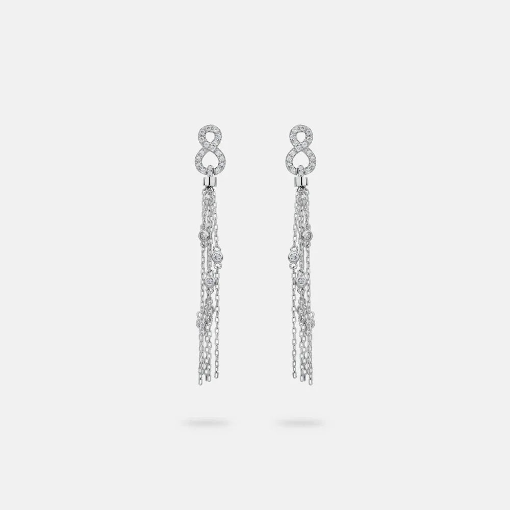 SILVERELLI High Carbon Diamond Tassel Charm Earrings | S925 Sterling Silver | Classic Geometric Light Luxury