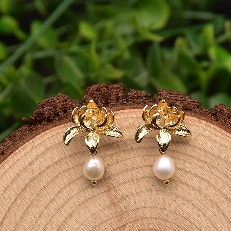 New Jewelry Yiwu Wholesale Gold Plated Natural Pearl Earings Jewelry Women Korean Wholesale Bulk 18K Gold Plated Jewelry