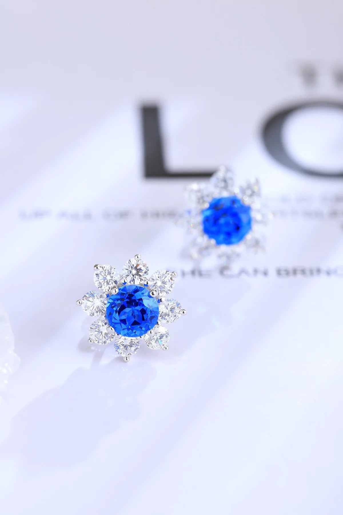 Gemfiori Anster S925 Silver Lab-Grown Cobalt Spinel Trendy Drop Earrings for Woman Wedding & Party