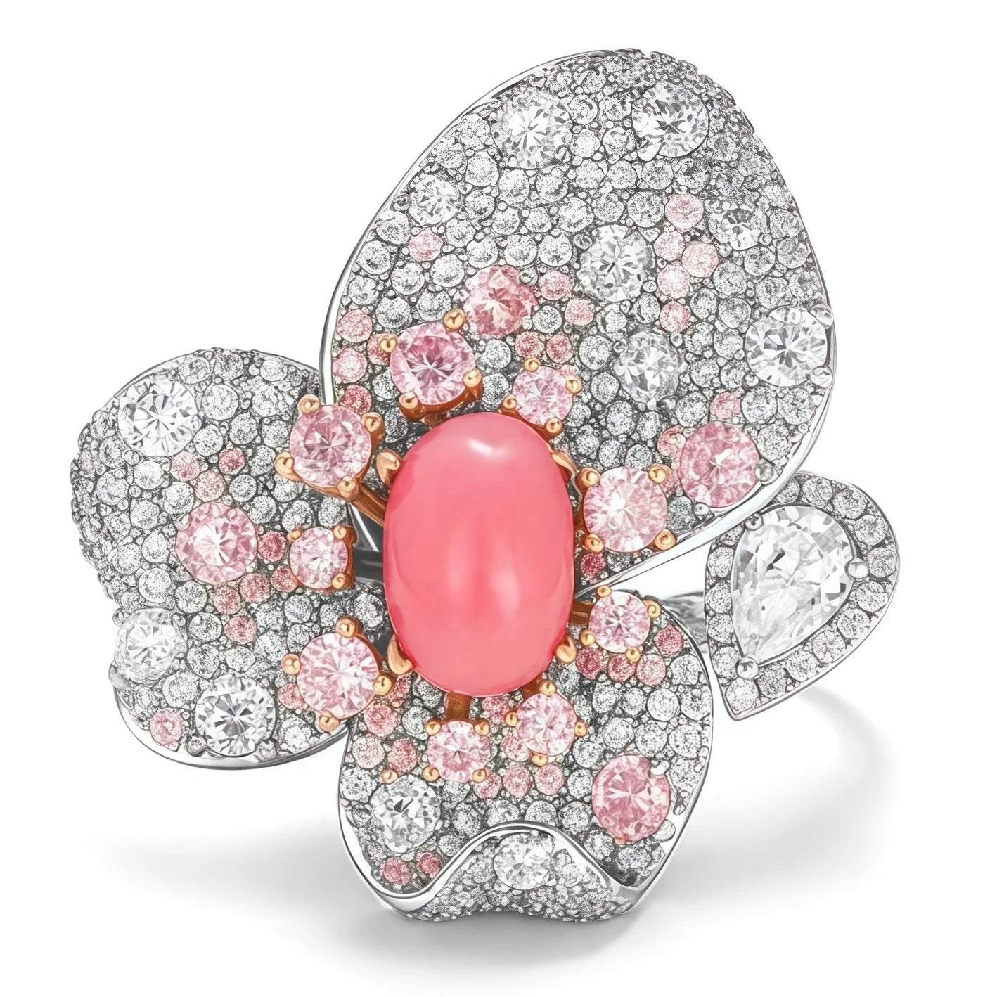 MUSHAN Jewelry Factory Luxury Designer 925 Sterling Silver Ring Women High Carbon Diamond Flower Pink Gemstones Rings Jewelry