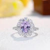 S&S Purple Lab Stone Oval Cut Bridal Jewellery Set | 925 Silver Rhodium Plated Necklace, Ring & Earrings | S&S Collection