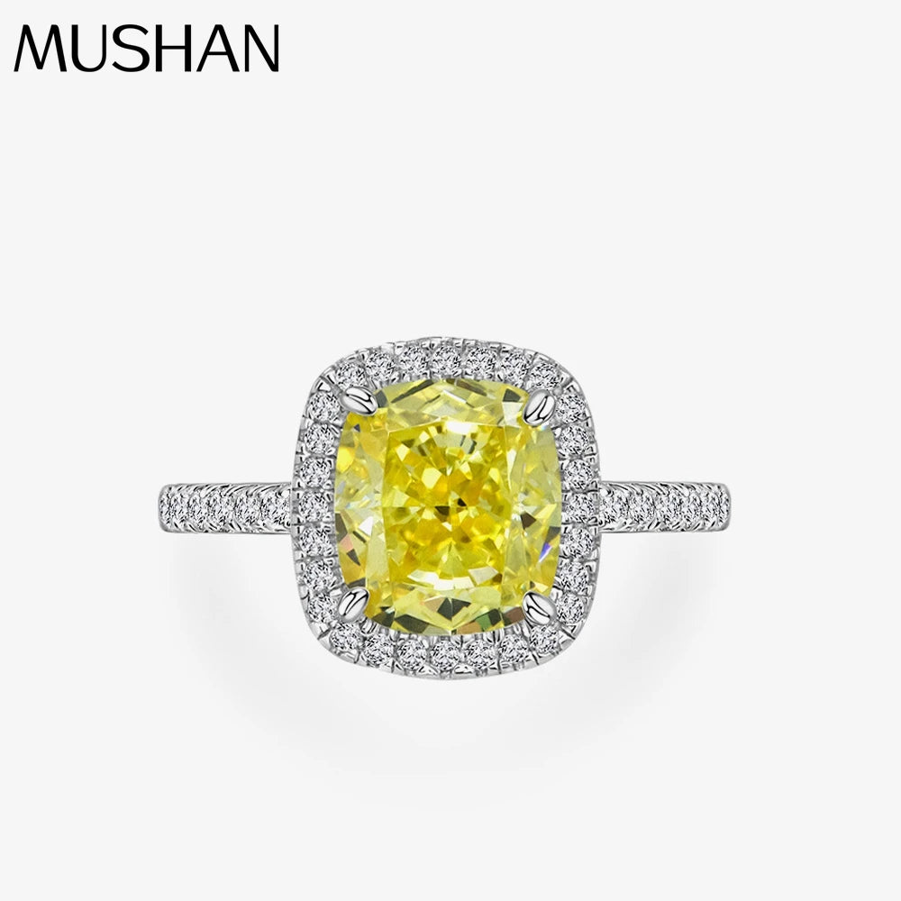 MuShan Jewelry Factory New 3 Carat Square Ice Flower Cut 8*9 High Carbon Diamond Ring Is Fashionable for Women