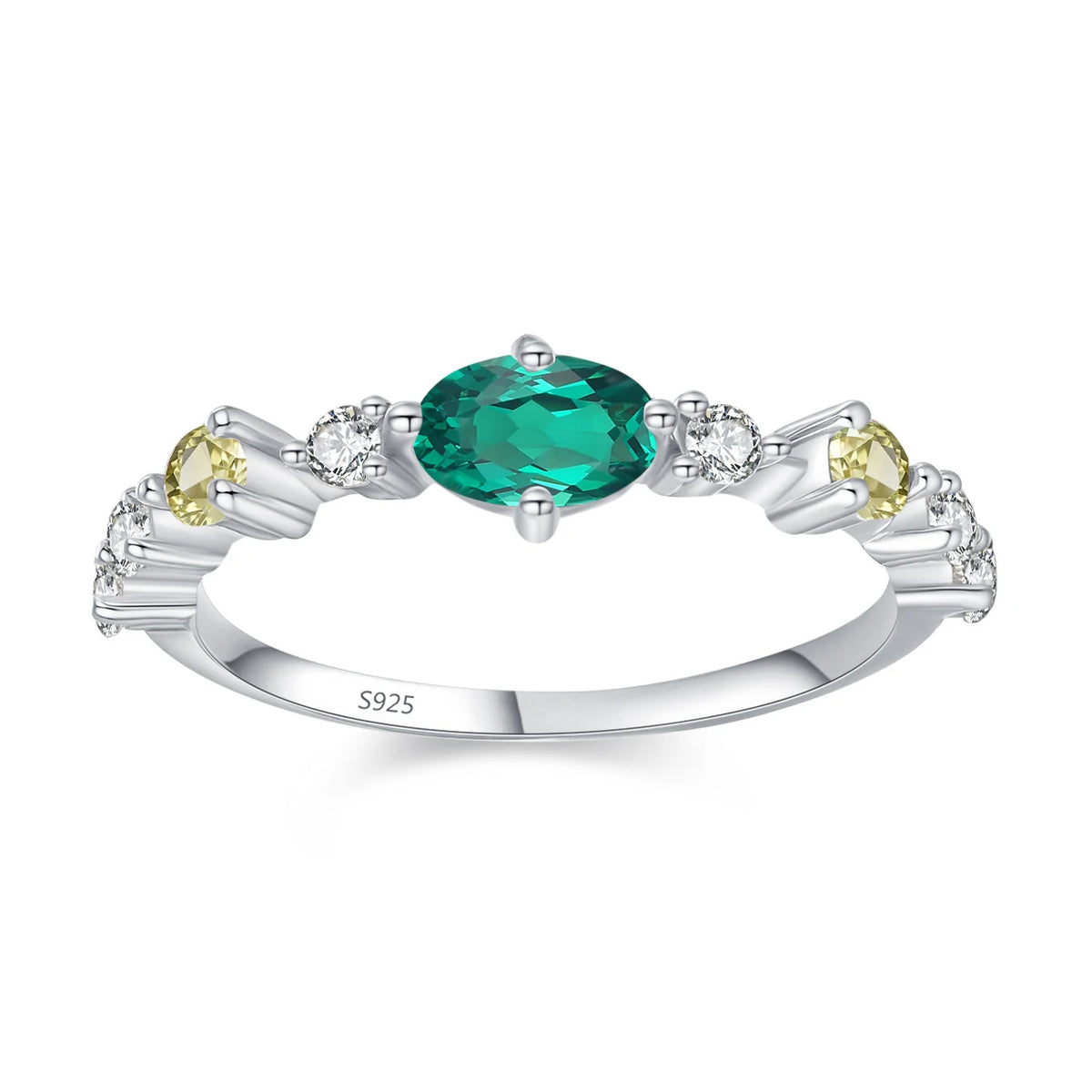 Elegant Women 925 Sterling Silver Emerald 5A 8A Cubic Zirconia Ring Promise Wedding Rings Custom Jewelry Manufacturing OEM/ODM