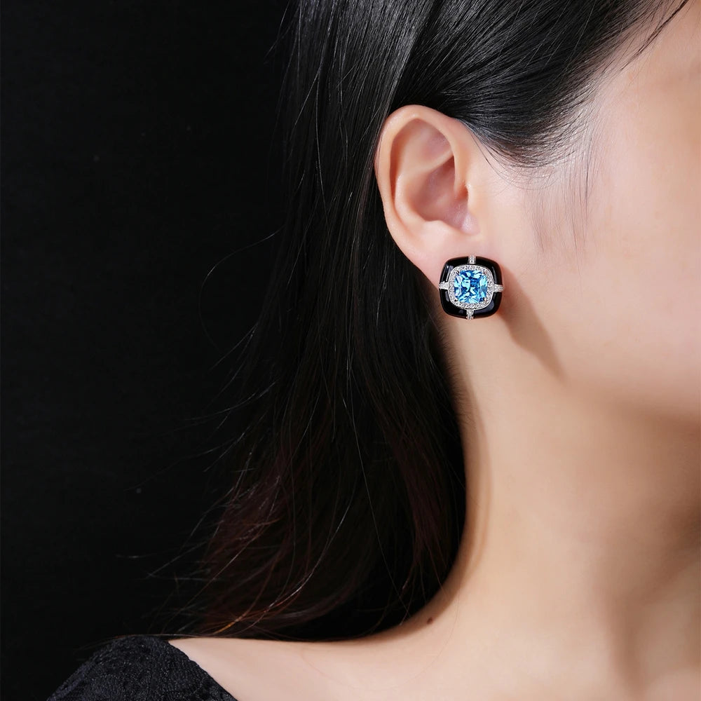 MUSHAN Jewelry Factory Pure Silver Stud Earrings With High End Feel Electroplated Gold and High Carbon Diamond High End Jewelry