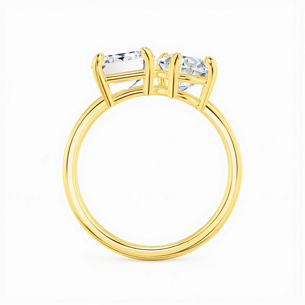 Gioiellieri Fine Jewelry Designer Woman Personalized Engagement Wedding Ring Hollow 14K Gold Double Moissanite Ring