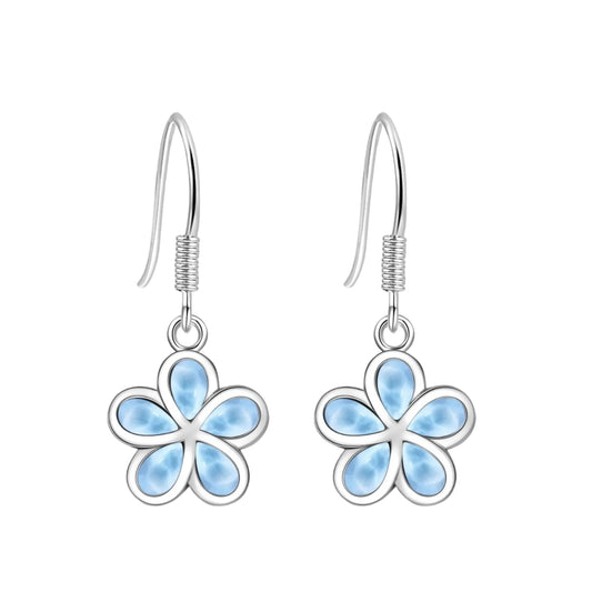 Light Blue Flower Earrings | Silver Larimar Drop Fashion Jewelry
