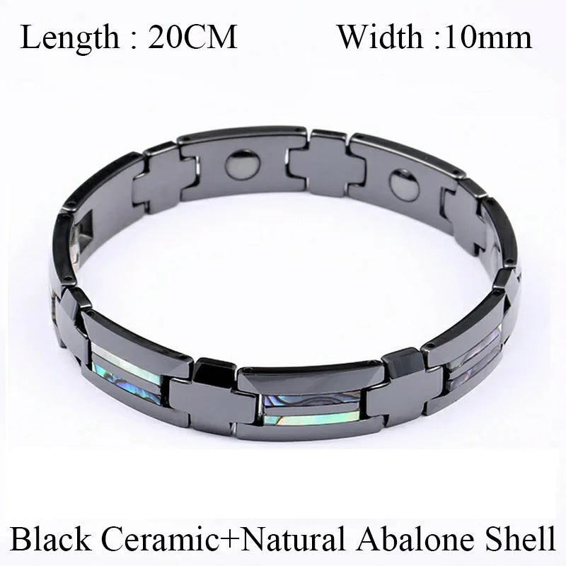 Luxury Hypoallergenic Black Ceramic Natural Blue Opal Bracelets for Men and Women Charm Bangles Tungsten Carbide Jewelry