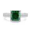 High Quality Fine Jewelry 925 Sterling Silver Green Zircon Ring for Women Gifts Emerald Luxury Women's Green Stone Ring Jewelry