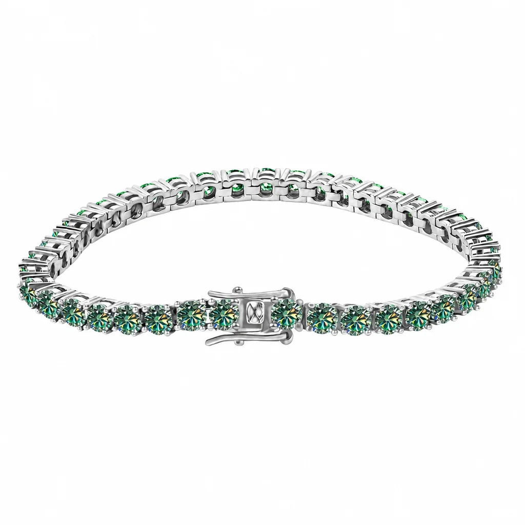 BiG-BOSS Iced Out Colorful Moissanite Tennis Chain 925 Silver Bracelet D VVS1 Rainbow Hip Hop Jewelry GRA Certified Pass Diamond Tester