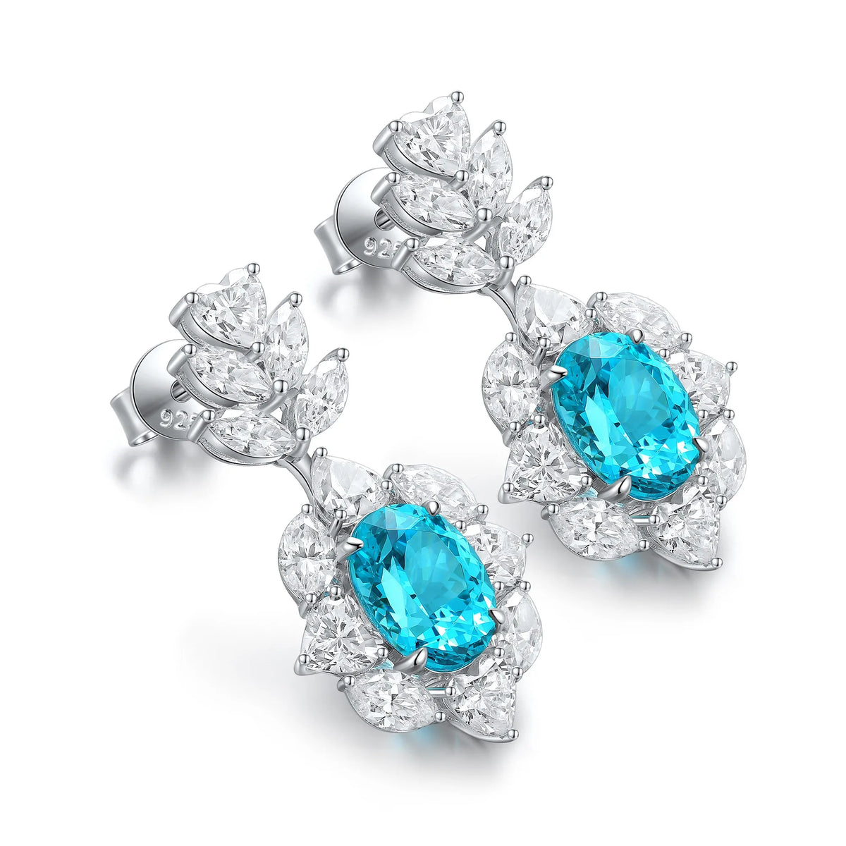 Gemfiori Anster High Quality S925 Lab Grown Paraiba Earring Stud Dainty Gemstone Stud Earrings for Women Daily Wear Gift