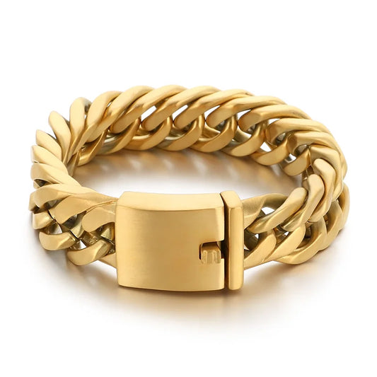 REBEL Trendy Fine Jewelry Fashion Bracelets Mens Stainless Steel Cuban Link Bracelet Bangle
