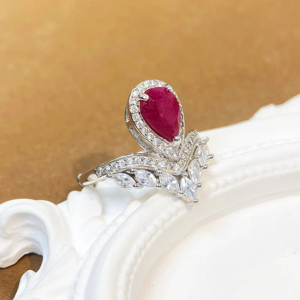 Gioiellieri 925 Sterling Silver Natural Ruby Rings Fashion Jewelry for Women Low Price Fine Jewelry Adjustable Daily Wear Finger Jewelry