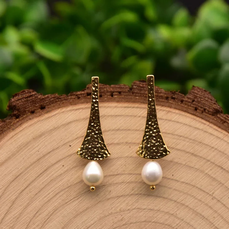 New Jewelry Yiwu Wholesale Gold Plated Natural Pearl Earings Jewelry Women Korean Wholesale Bulk 18K Gold Plated Jewelry