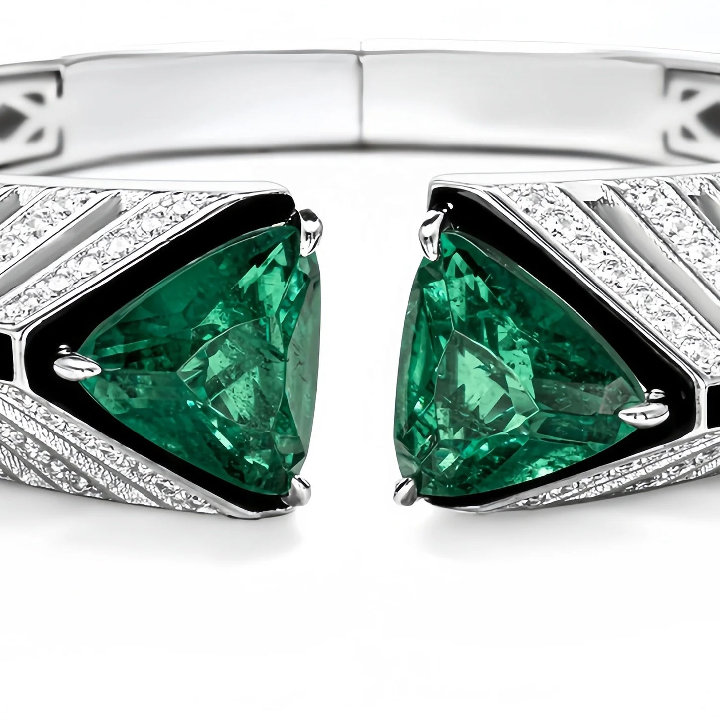 MUSHAN Jewelry Factory s 925 Sterling Silver Bangle Synthetic Gemstones Mozu Green Emerald Jewelry Women Cuff Bracelet Bangles