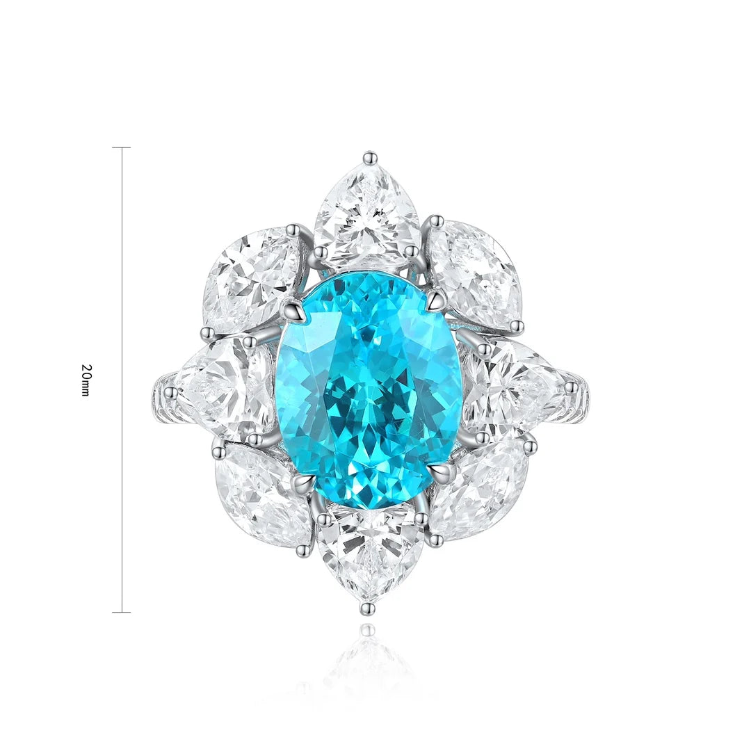 Gemfiori Jewelry Trendy High Quality S925 Silver Cultivated Paraiba Ring Unisex Engagement Ring for Wedding Party or Gift
