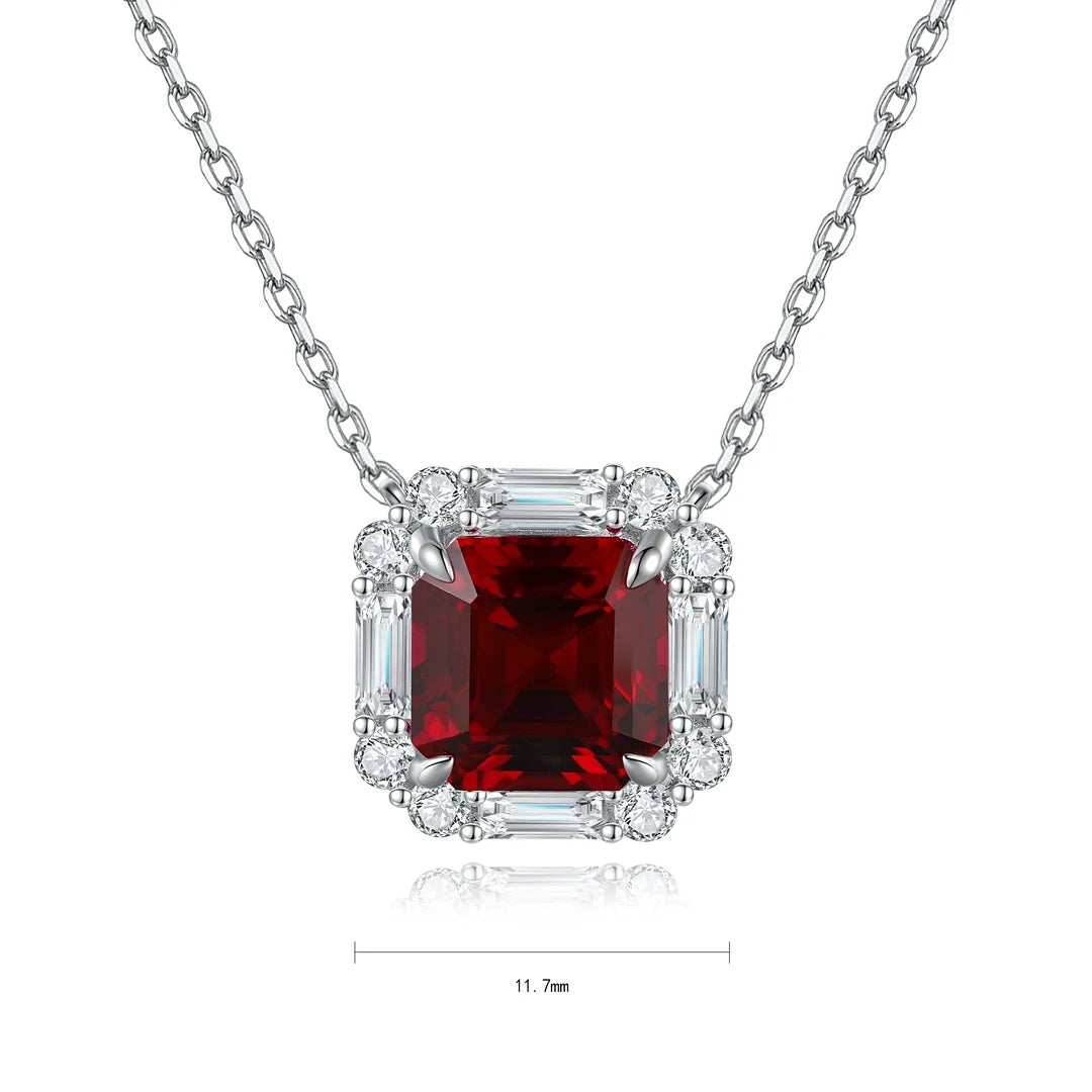 Gemfiori Anster 925 Sterling Silver High-quality Cultivated Ruby Necklace - Suitable for Parties or As a Gift